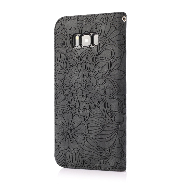 For Samsung Galaxy S8+ Skin Feel Embossed Sunflower Horizontal Flip Leather Case with Holder & Card Slots & Wallet & Lanyard