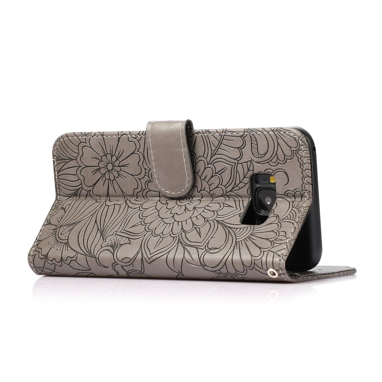 For Samsung Galaxy S8+ Skin Feel Embossed Sunflower Horizontal Flip Leather Case with Holder & Card Slots & Wallet & Lanyard