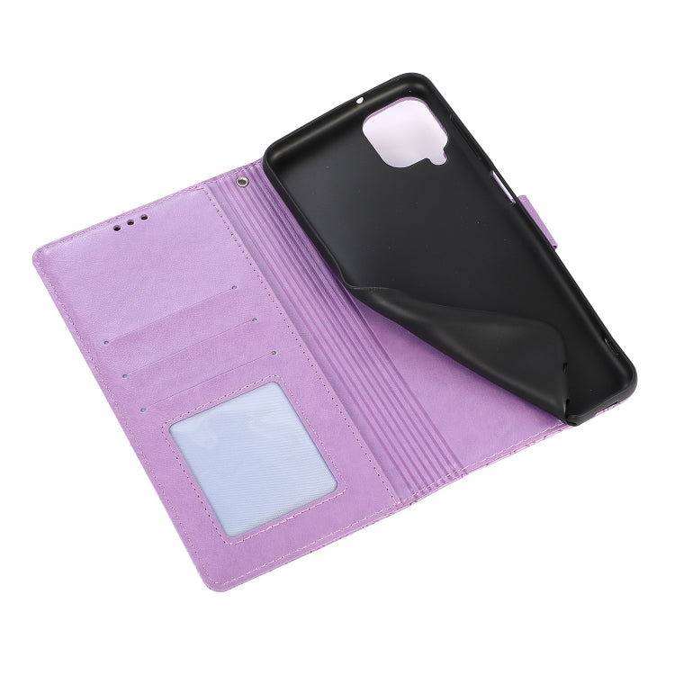 For Samsung Galaxy A12 Skin Feel Embossed Sunflower Horizontal Flip Leather Case with Holder & Card Slots & Wallet & Lanyard