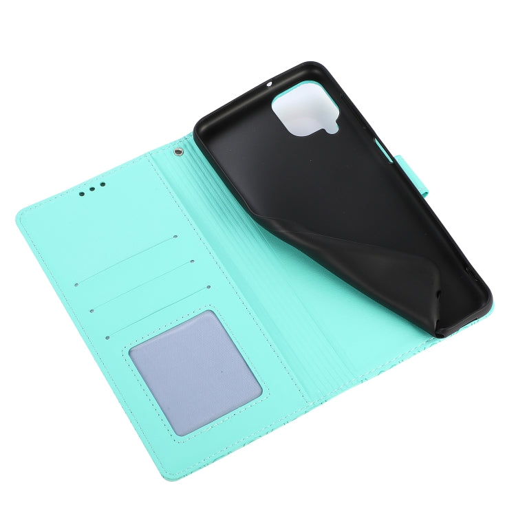 For Samsung Galaxy A12 Skin Feel Embossed Sunflower Horizontal Flip Leather Case with Holder & Card Slots & Wallet & Lanyard