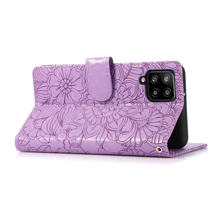 For Samsung Galaxy A42 5G Skin Feel Embossed Sunflower Horizontal Flip Leather Case with Holder & Card Slots & Wallet & Lanyard