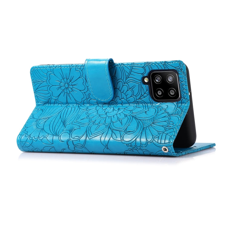 For Samsung Galaxy A42 5G Skin Feel Embossed Sunflower Horizontal Flip Leather Case with Holder & Card Slots & Wallet & Lanyard