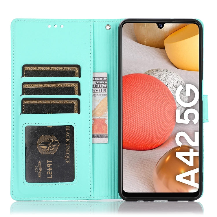 For Samsung Galaxy A42 5G Skin Feel Embossed Sunflower Horizontal Flip Leather Case with Holder & Card Slots & Wallet & Lanyard