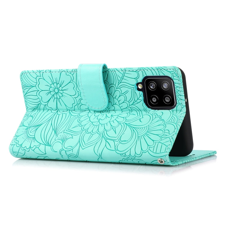 For Samsung Galaxy A42 5G Skin Feel Embossed Sunflower Horizontal Flip Leather Case with Holder & Card Slots & Wallet & Lanyard