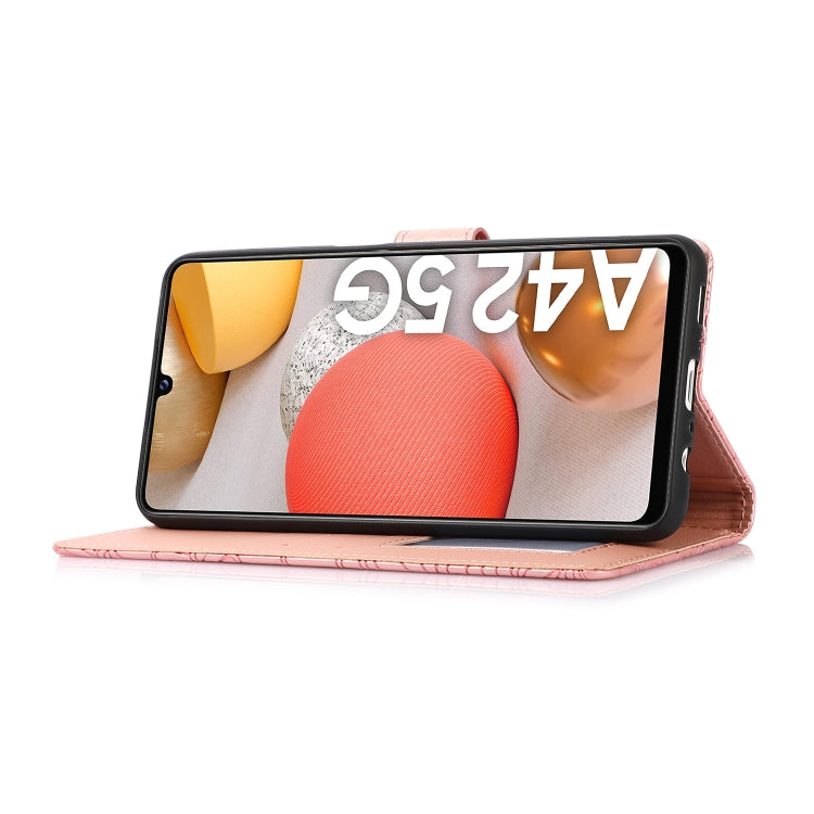 For Samsung Galaxy A42 5G Skin Feel Embossed Sunflower Horizontal Flip Leather Case with Holder & Card Slots & Wallet & Lanyard