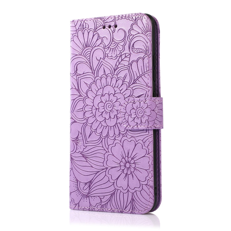 For Samsung Galaxy A32 4G Skin Feel Embossed Sunflower Horizontal Flip Leather Case with Holder & Card Slots & Wallet & Lanyard