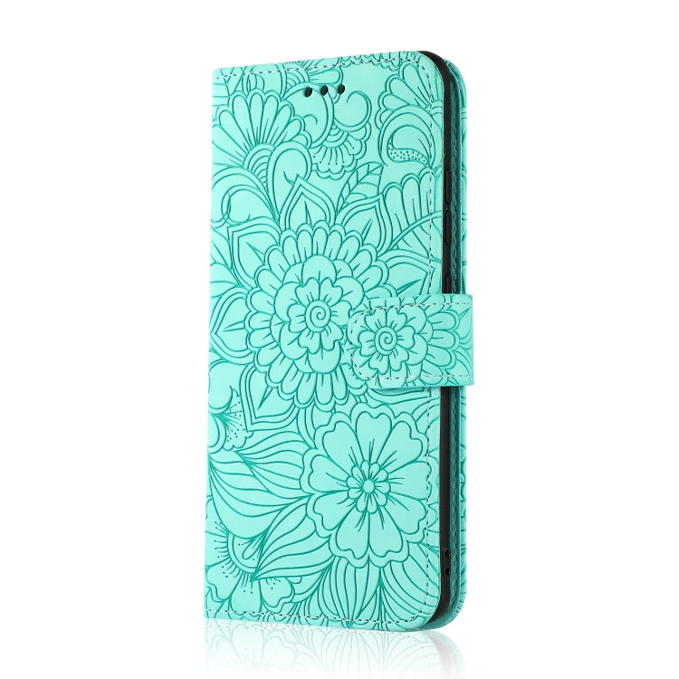 For Samsung Galaxy A32 4G Skin Feel Embossed Sunflower Horizontal Flip Leather Case with Holder & Card Slots & Wallet & Lanyard