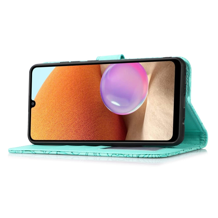 For Samsung Galaxy A32 4G Skin Feel Embossed Sunflower Horizontal Flip Leather Case with Holder & Card Slots & Wallet & Lanyard