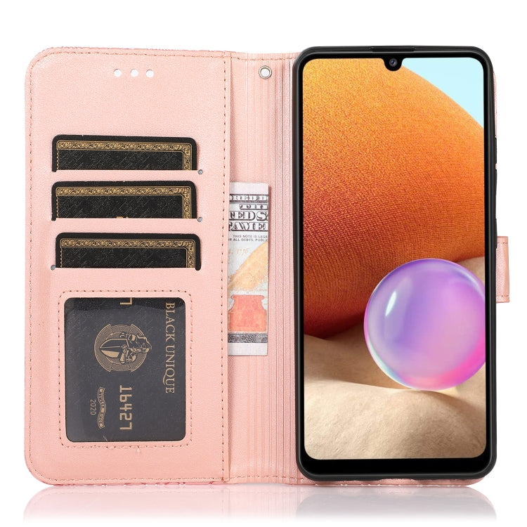 For Samsung Galaxy A32 4G Skin Feel Embossed Sunflower Horizontal Flip Leather Case with Holder & Card Slots & Wallet & Lanyard