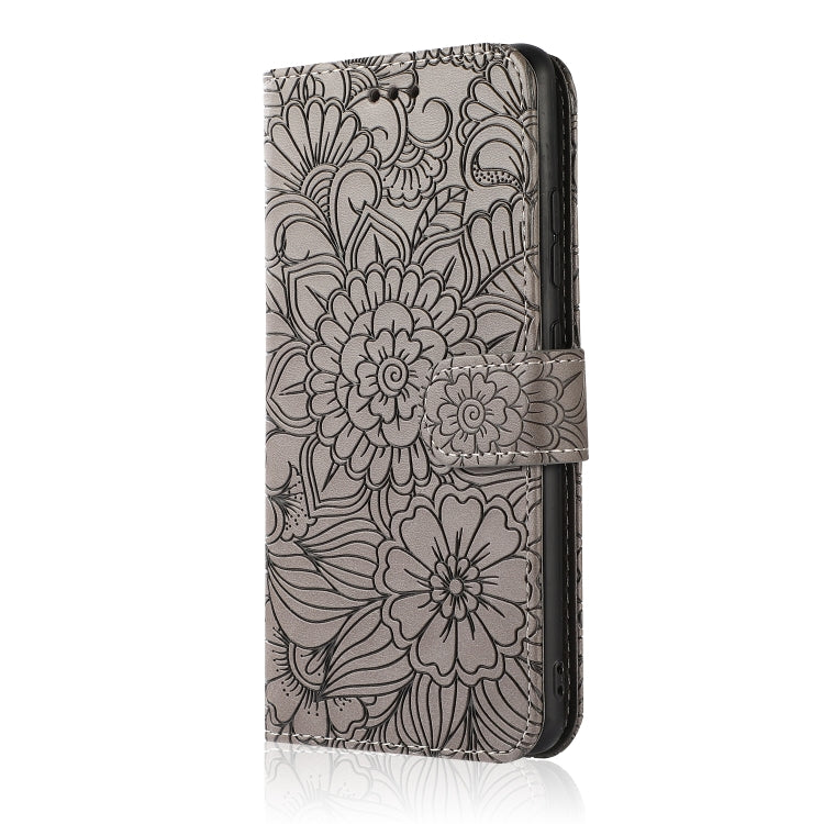 For Samsung Galaxy A32 4G Skin Feel Embossed Sunflower Horizontal Flip Leather Case with Holder & Card Slots & Wallet & Lanyard