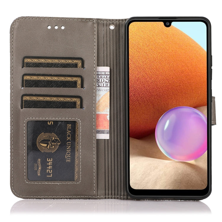 For Samsung Galaxy A32 4G Skin Feel Embossed Sunflower Horizontal Flip Leather Case with Holder & Card Slots & Wallet & Lanyard