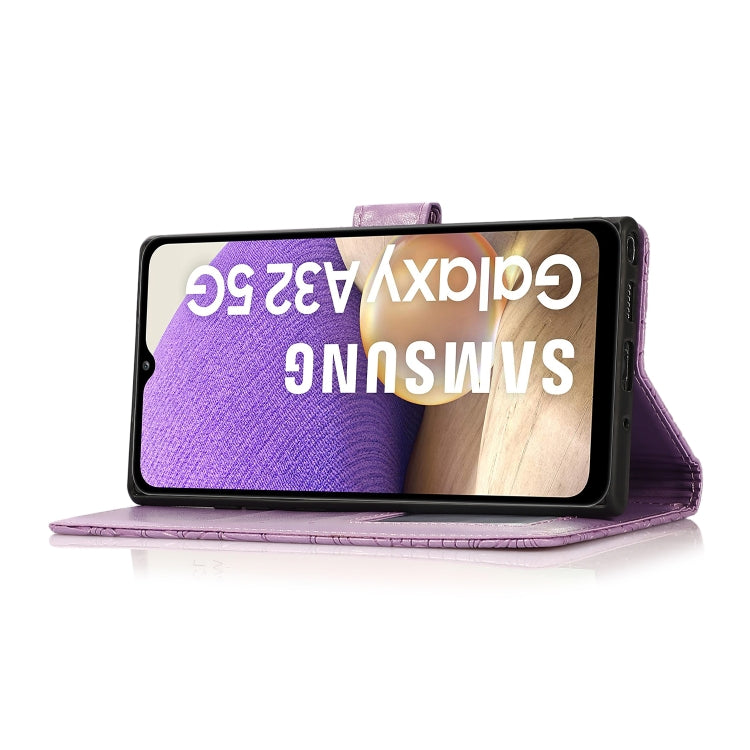 For Samsung Galaxy A32 5G Skin Feel Embossed Sunflower Horizontal Flip Leather Case with Holder & Card Slots & Wallet & Lanyard