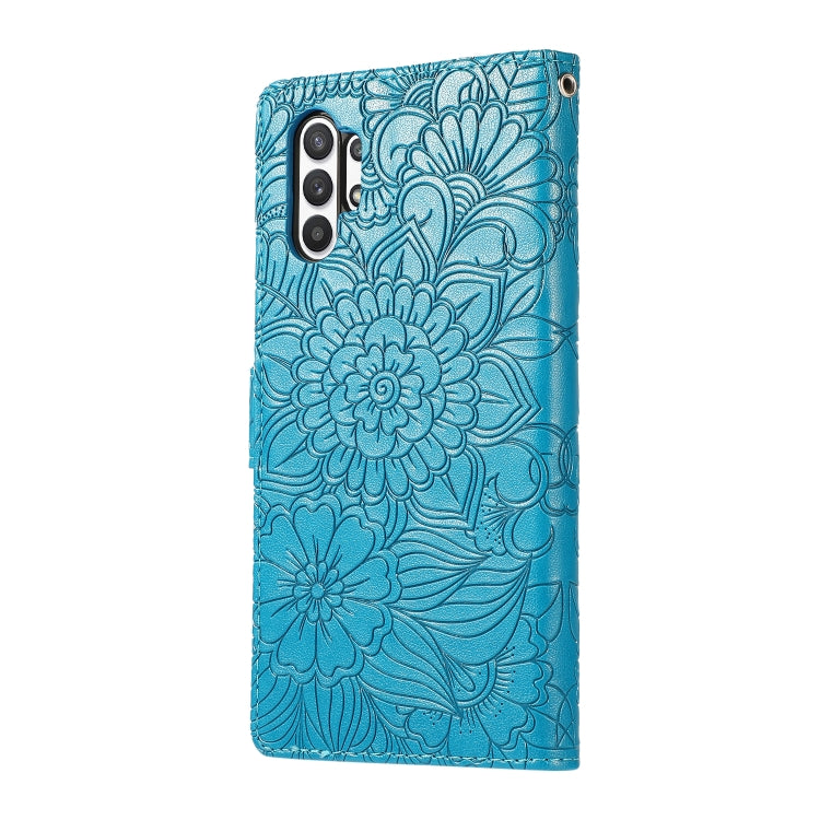 For Samsung Galaxy A32 5G Skin Feel Embossed Sunflower Horizontal Flip Leather Case with Holder & Card Slots & Wallet & Lanyard