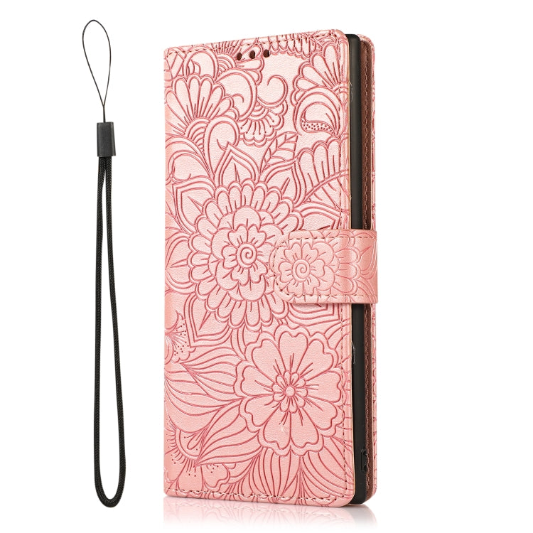 For Samsung Galaxy A32 5G Skin Feel Embossed Sunflower Horizontal Flip Leather Case with Holder & Card Slots & Wallet & Lanyard