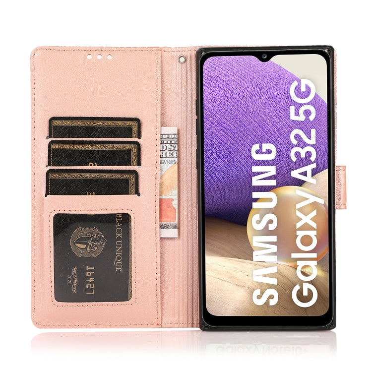 For Samsung Galaxy A32 5G Skin Feel Embossed Sunflower Horizontal Flip Leather Case with Holder & Card Slots & Wallet & Lanyard