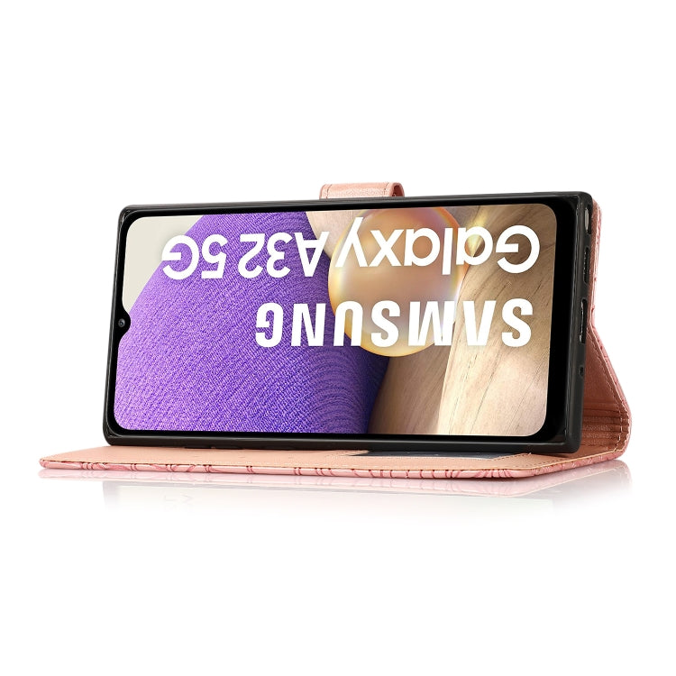For Samsung Galaxy A32 5G Skin Feel Embossed Sunflower Horizontal Flip Leather Case with Holder & Card Slots & Wallet & Lanyard