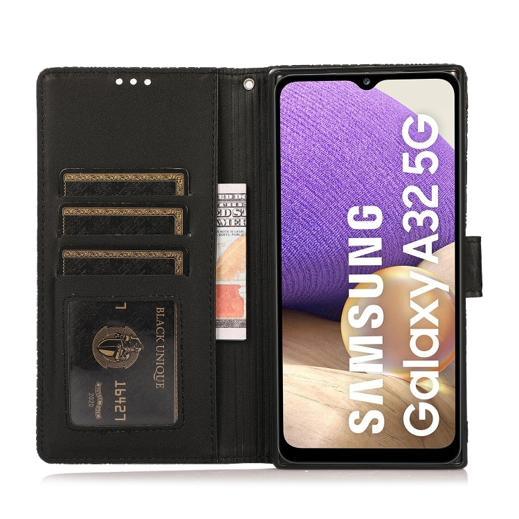 For Samsung Galaxy A32 5G Skin Feel Embossed Sunflower Horizontal Flip Leather Case with Holder & Card Slots & Wallet & Lanyard