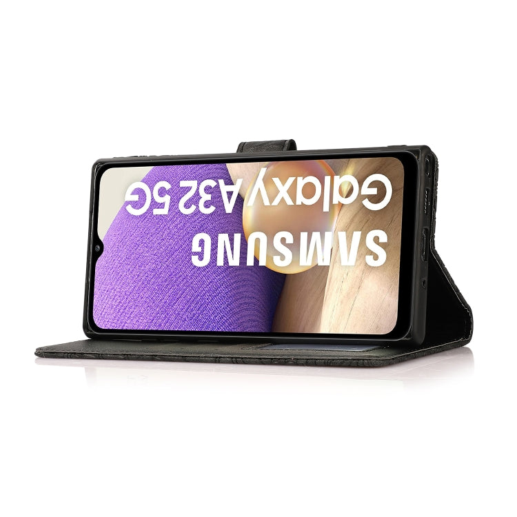 For Samsung Galaxy A32 5G Skin Feel Embossed Sunflower Horizontal Flip Leather Case with Holder & Card Slots & Wallet & Lanyard