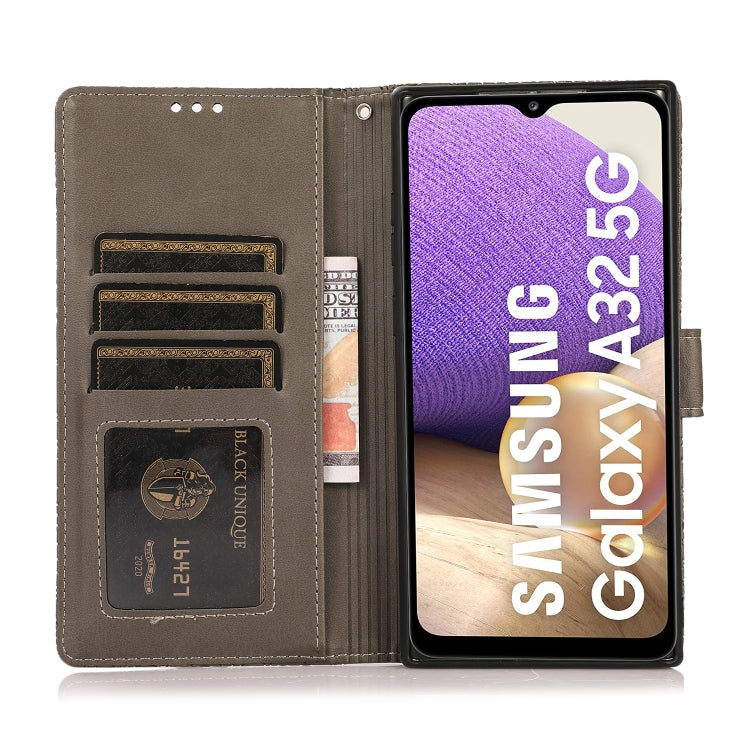 For Samsung Galaxy A32 5G Skin Feel Embossed Sunflower Horizontal Flip Leather Case with Holder & Card Slots & Wallet & Lanyard
