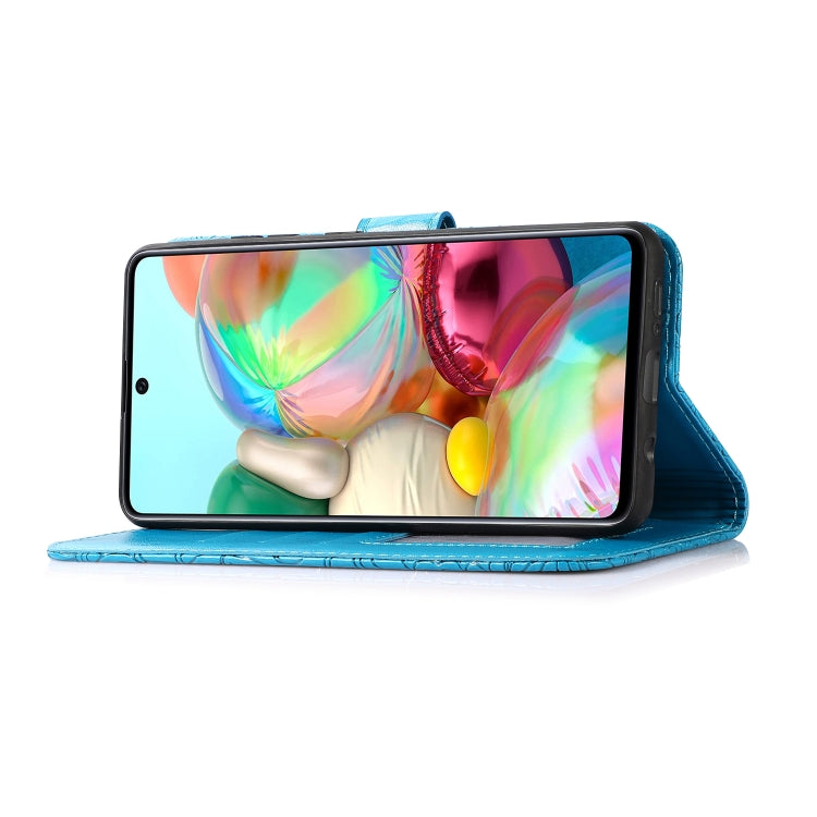 For Samsung Galaxy A71 Skin Feel Embossed Sunflower Horizontal Flip Leather Case with Holder & Card Slots & Wallet & Lanyard