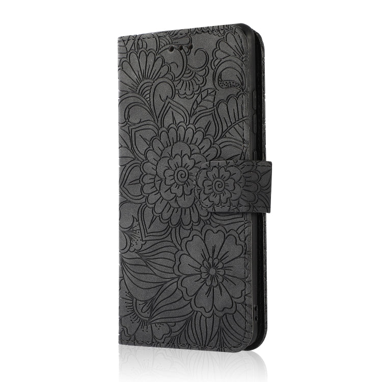 For Samsung Galaxy A71 Skin Feel Embossed Sunflower Horizontal Flip Leather Case with Holder & Card Slots & Wallet & Lanyard