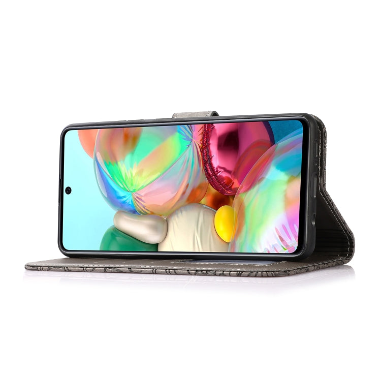 For Samsung Galaxy A71 Skin Feel Embossed Sunflower Horizontal Flip Leather Case with Holder & Card Slots & Wallet & Lanyard