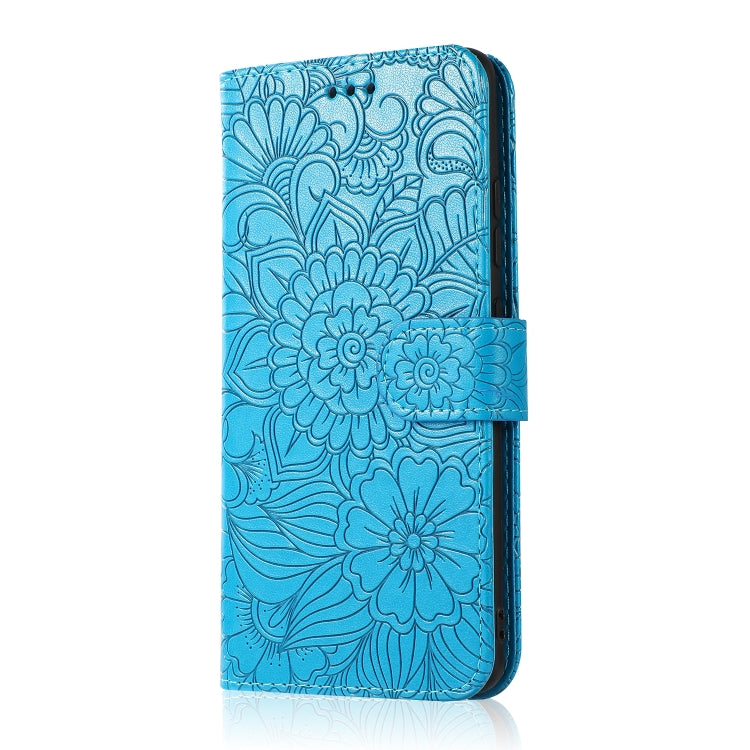 For Samsung Galaxy A91 Skin Feel Embossed Sunflower Horizontal Flip Leather Case with Holder & Card Slots & Wallet & Lanyard