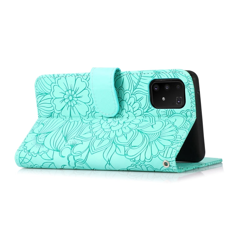 For Samsung Galaxy A91 Skin Feel Embossed Sunflower Horizontal Flip Leather Case with Holder & Card Slots & Wallet & Lanyard
