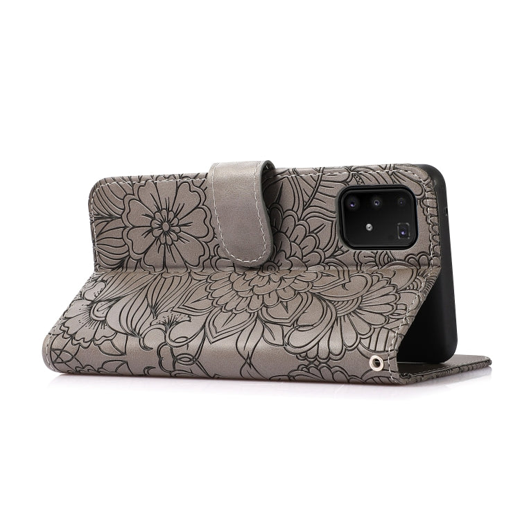 For Samsung Galaxy A91 Skin Feel Embossed Sunflower Horizontal Flip Leather Case with Holder & Card Slots & Wallet & Lanyard
