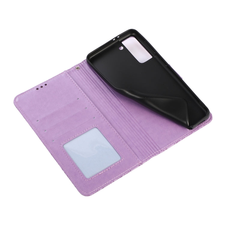 For Samsung Galaxy S21 5G Skin Feel Embossed Sunflower Horizontal Flip Leather Case with Holder & Card Slots & Wallet & Lanyard