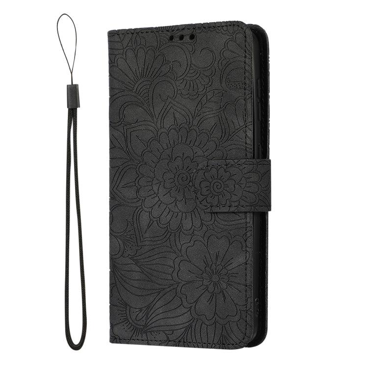 For Samsung Galaxy S21 5G Skin Feel Embossed Sunflower Horizontal Flip Leather Case with Holder & Card Slots & Wallet & Lanyard