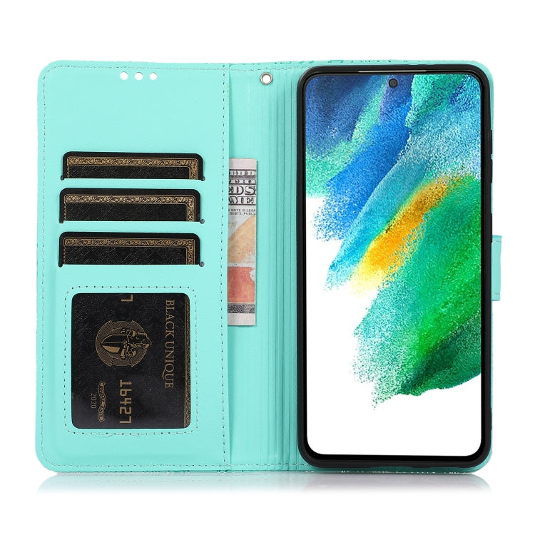 For Samsung Galaxy S21 FE Skin Feel Embossed Sunflower Horizontal Flip Leather Case with Holder & Card Slots & Wallet & Lanyard