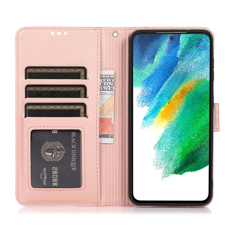 For Samsung Galaxy S21 FE Skin Feel Embossed Sunflower Horizontal Flip Leather Case with Holder & Card Slots & Wallet & Lanyard