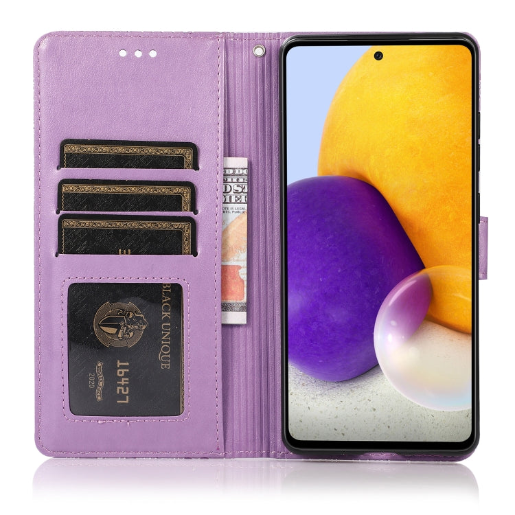 For Samsung Galaxy A72 5G / 4G Skin Feel Embossed Sunflower Horizontal Flip Leather Case with Holder & Card Slots & Wallet & Lanyard