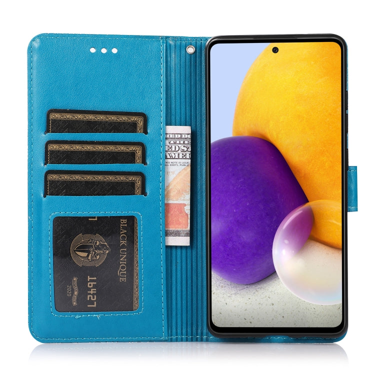 For Samsung Galaxy A72 5G / 4G Skin Feel Embossed Sunflower Horizontal Flip Leather Case with Holder & Card Slots & Wallet & Lanyard