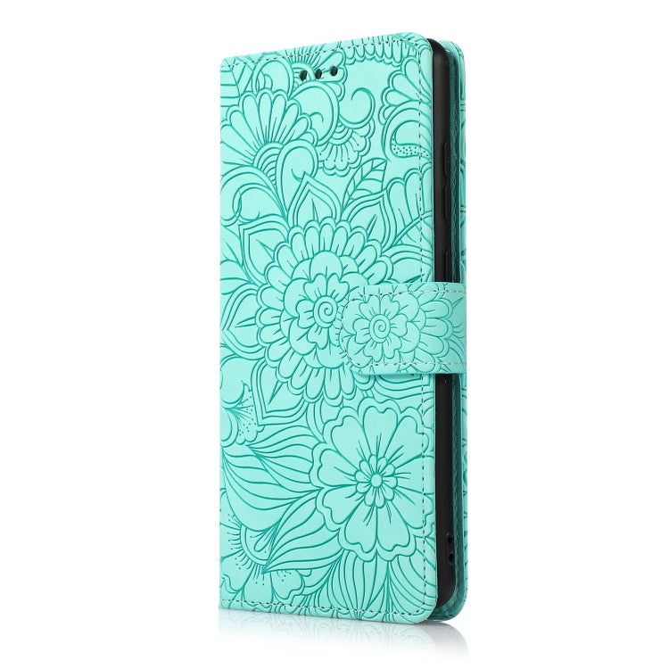 For Samsung Galaxy A72 5G / 4G Skin Feel Embossed Sunflower Horizontal Flip Leather Case with Holder & Card Slots & Wallet & Lanyard