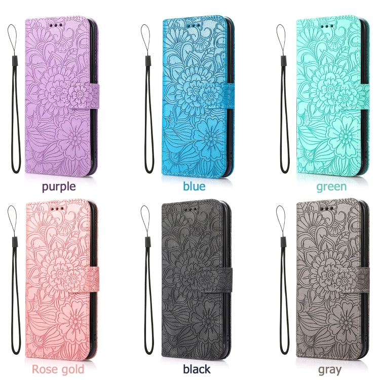 For Samsung Galaxy A72 5G / 4G Skin Feel Embossed Sunflower Horizontal Flip Leather Case with Holder & Card Slots & Wallet & Lanyard