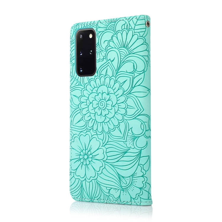 For Samsung Galaxy S20+ Skin Feel Embossed Sunflower Horizontal Flip Leather Case with Holder & Card Slots & Wallet & Lanyard