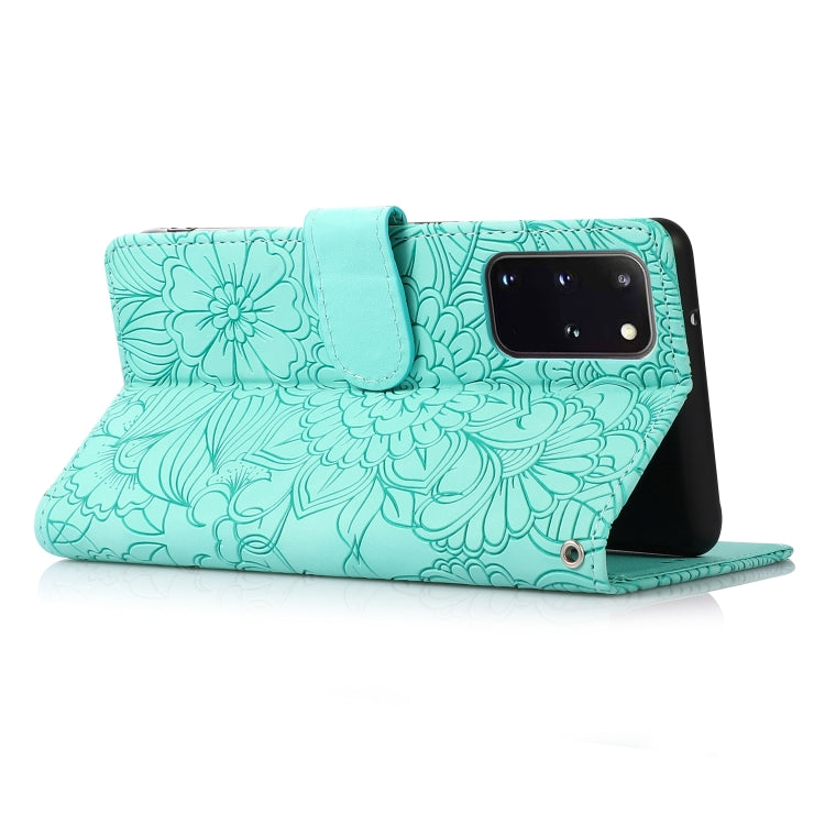 For Samsung Galaxy S20+ Skin Feel Embossed Sunflower Horizontal Flip Leather Case with Holder & Card Slots & Wallet & Lanyard