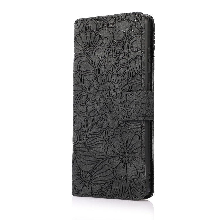 For Samsung Galaxy S20+ Skin Feel Embossed Sunflower Horizontal Flip Leather Case with Holder & Card Slots & Wallet & Lanyard