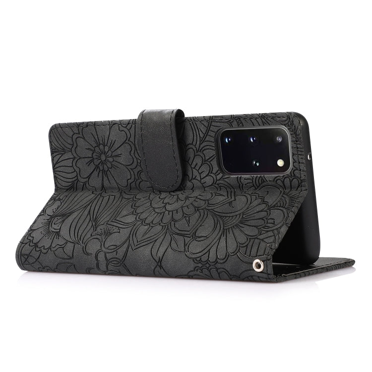For Samsung Galaxy S20+ Skin Feel Embossed Sunflower Horizontal Flip Leather Case with Holder & Card Slots & Wallet & Lanyard