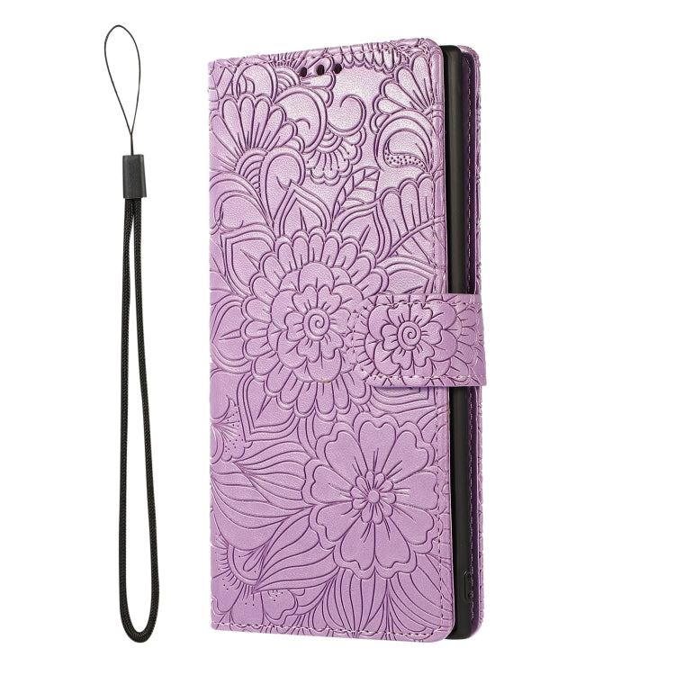 For Samsung Galaxy Note10+ Skin Feel Embossed Sunflower Horizontal Flip Leather Case with Holder & Card Slots & Wallet & Lanyard