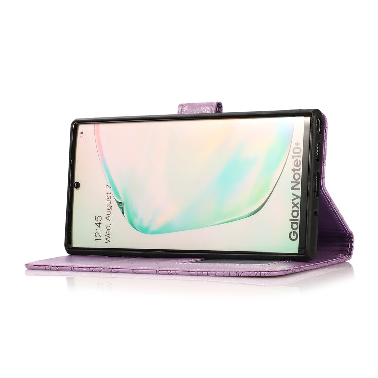 For Samsung Galaxy Note10+ Skin Feel Embossed Sunflower Horizontal Flip Leather Case with Holder & Card Slots & Wallet & Lanyard