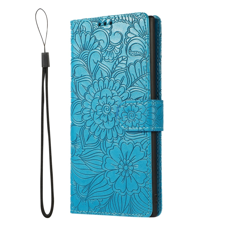 For Samsung Galaxy Note10+ Skin Feel Embossed Sunflower Horizontal Flip Leather Case with Holder & Card Slots & Wallet & Lanyard