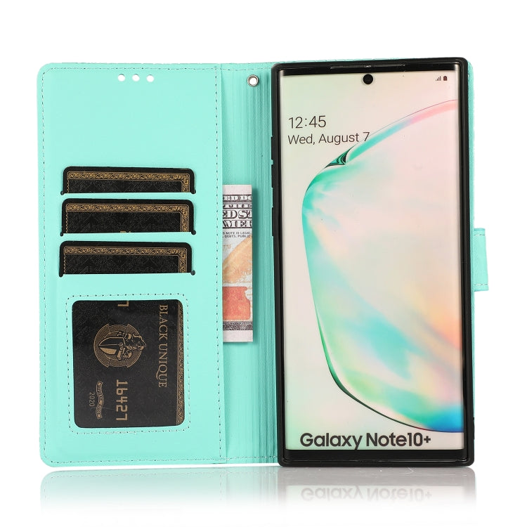 For Samsung Galaxy Note10+ Skin Feel Embossed Sunflower Horizontal Flip Leather Case with Holder & Card Slots & Wallet & Lanyard