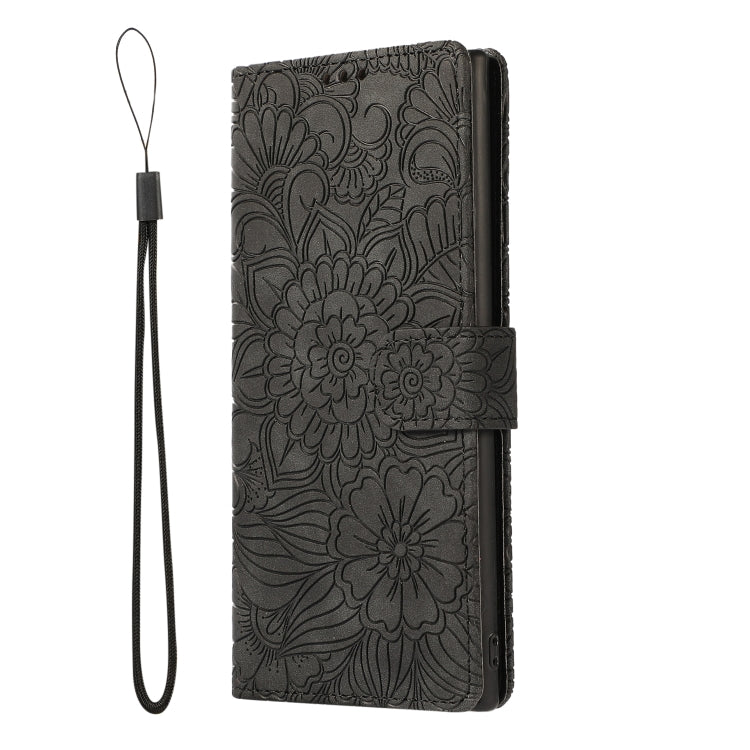 For Samsung Galaxy Note10+ Skin Feel Embossed Sunflower Horizontal Flip Leather Case with Holder & Card Slots & Wallet & Lanyard