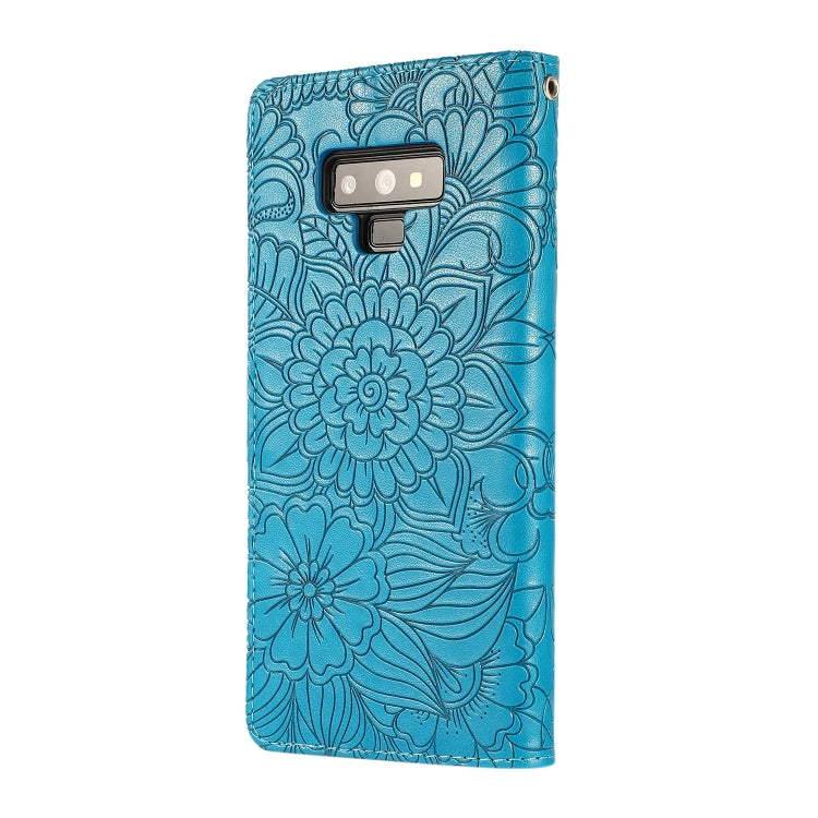 For Samsung Galaxy Note9 Skin Feel Embossed Sunflower Horizontal Flip Leather Case with Holder & Card Slots & Wallet & Lanyard