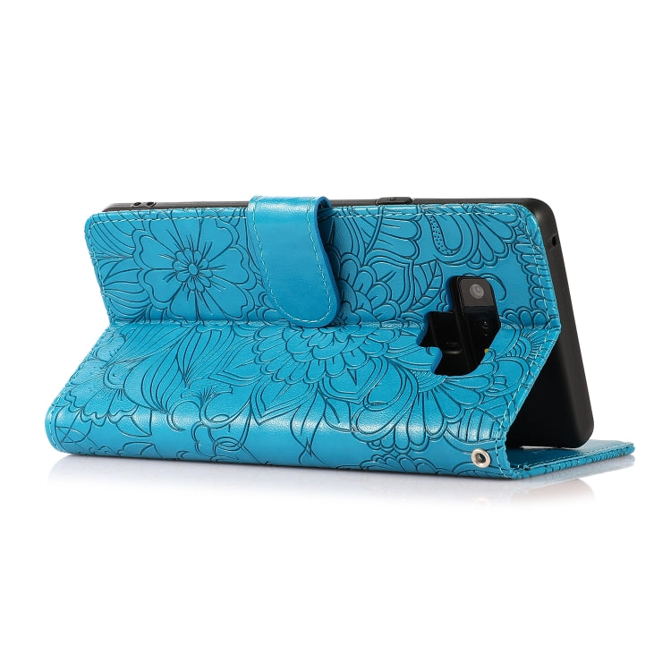 For Samsung Galaxy Note9 Skin Feel Embossed Sunflower Horizontal Flip Leather Case with Holder & Card Slots & Wallet & Lanyard