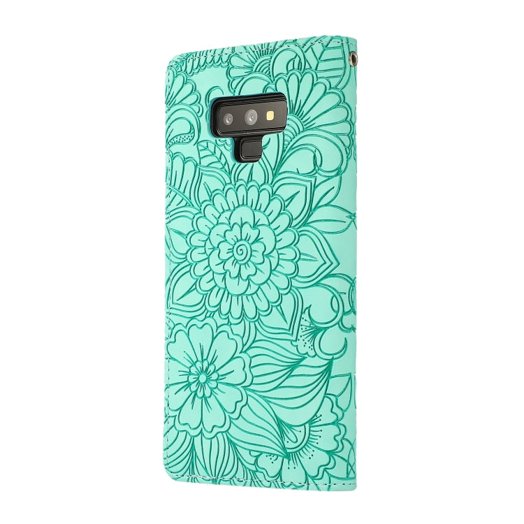 For Samsung Galaxy Note9 Skin Feel Embossed Sunflower Horizontal Flip Leather Case with Holder & Card Slots & Wallet & Lanyard