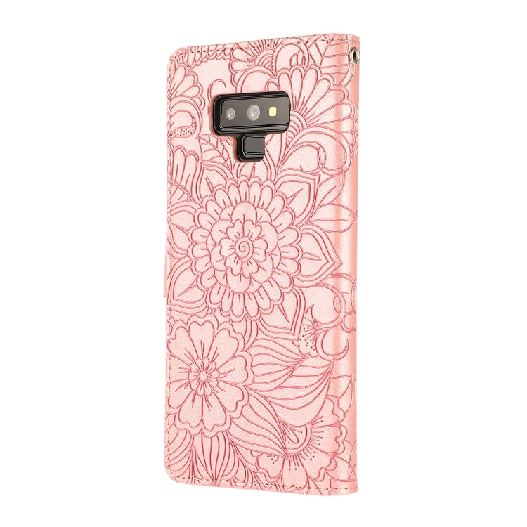 For Samsung Galaxy Note9 Skin Feel Embossed Sunflower Horizontal Flip Leather Case with Holder & Card Slots & Wallet & Lanyard